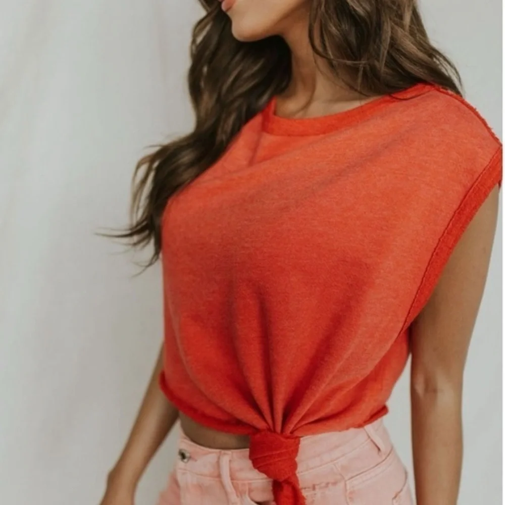 FREE PEOPLE Fresh To Def Pullover Red XS FP Movement Sweatshirt Top